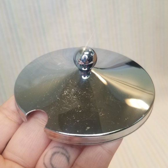 Vintage Libbey Glass Sweet n' Low Logo Sugar Bowl Silver Clear Glass Chrome Lid - Picture 7 of 8